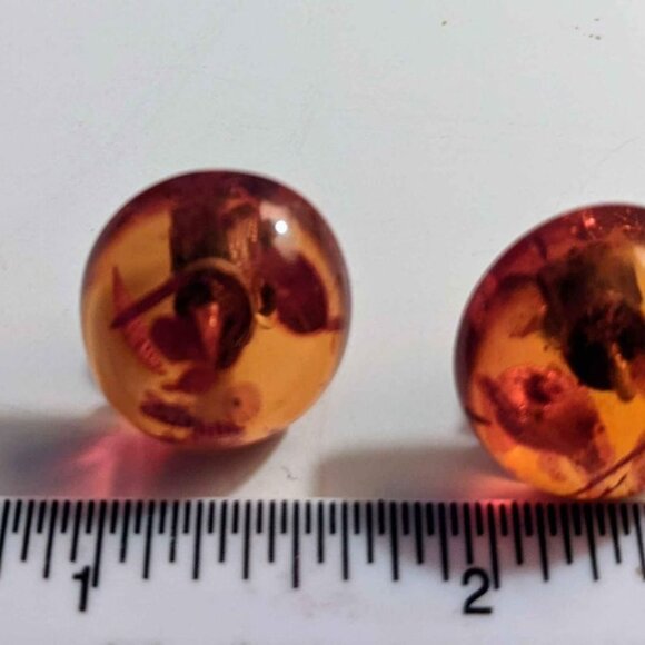 Baltic Amber Round Stud Earrings with Silver Posts - Picture 2 of 3